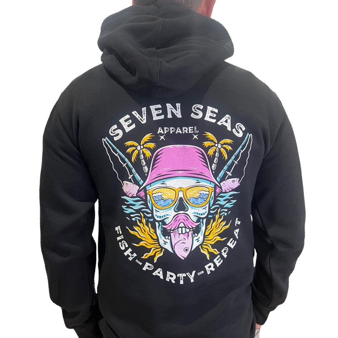 FISH . PARTY . REPEAT - MEN'S HOODIE - BLACK