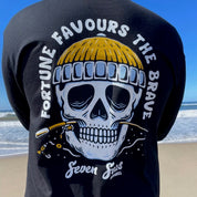 FORTUNE FAVOURS THE BRAVE - MEN'S LONG SLEEVE TEE - BLACK