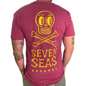SKULL & BONES - MEN'S TEE - BERRY