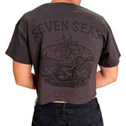 MESSAGE IN A BOTTLE - WOMEN'S CROP TEE - CHARCOAL